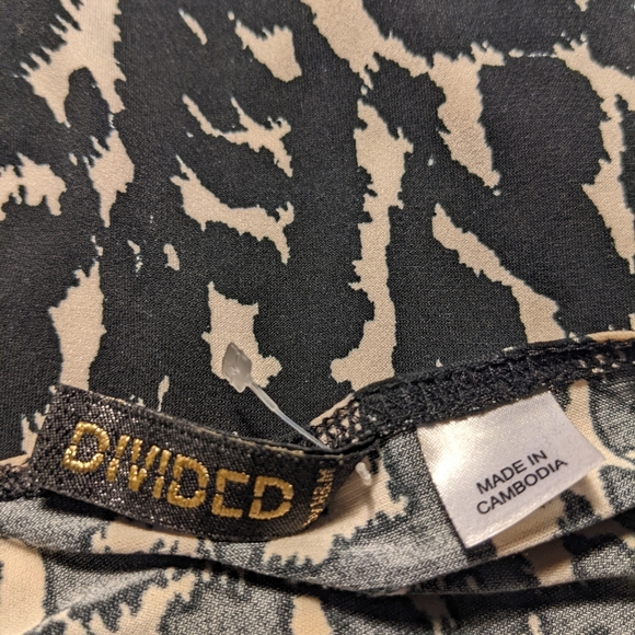 New H&M Black/White Divided Animal Print Stretchable Sweetheart Maxi Dress Sz/4 - Picture 6 of 8